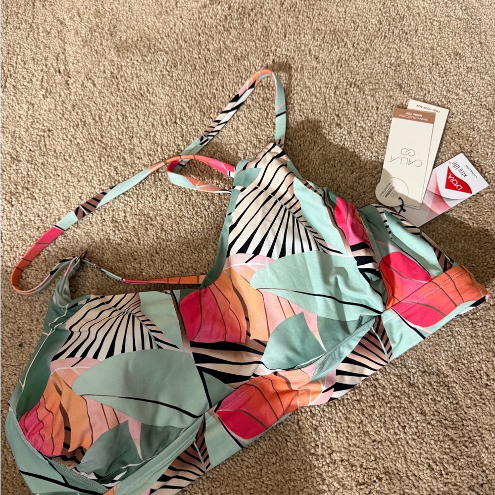 Colorful Leaf Print Bikini Top